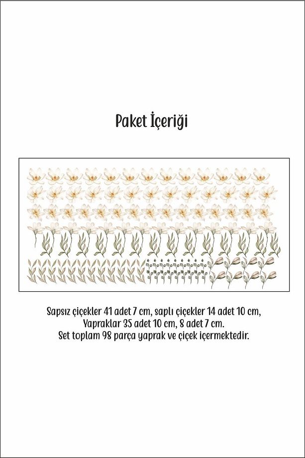 Manolya Çiçekleri Ve Yapraklar Duvar Sticker Seti - 2