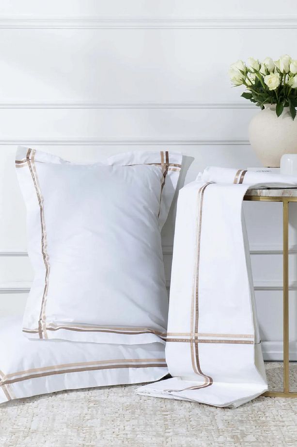 White Collection Valse Bej Saten Şeritli Percale Çift Kişilik Nevresim Takımı - 2