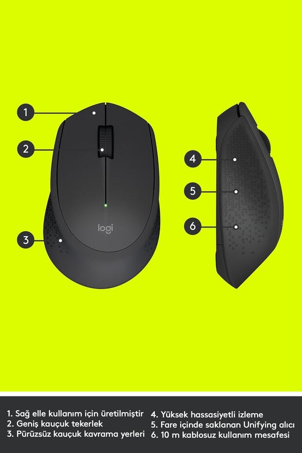 M280 Konforlu Kablosuz Optik Mouse Siyah - 5