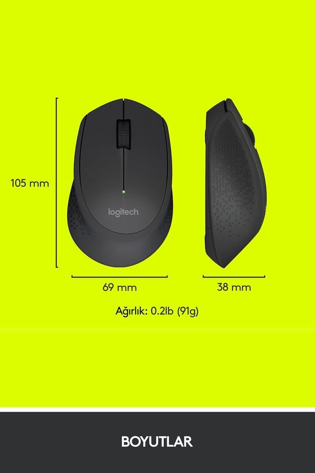 M280 Konforlu Kablosuz Optik Mouse Siyah - 6