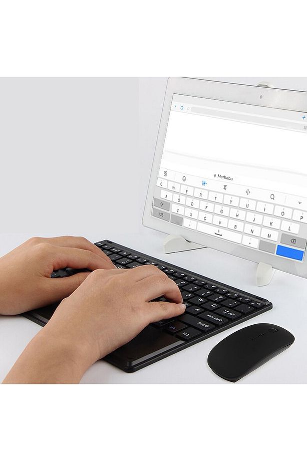 Ipad 9.nesil 10.2 2021 Touchpad Bluetooth Klavye 24 Cm + Bluetooth Mouse + Stand Al2766 - 1