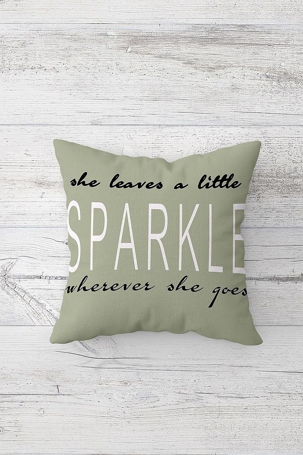 Sparkle Yazılı Tek Tarafı Baskılı Gizli Fermuarlı Yastık Kılıfı Kırlent Koltuk Yastık Kılıfı - 1