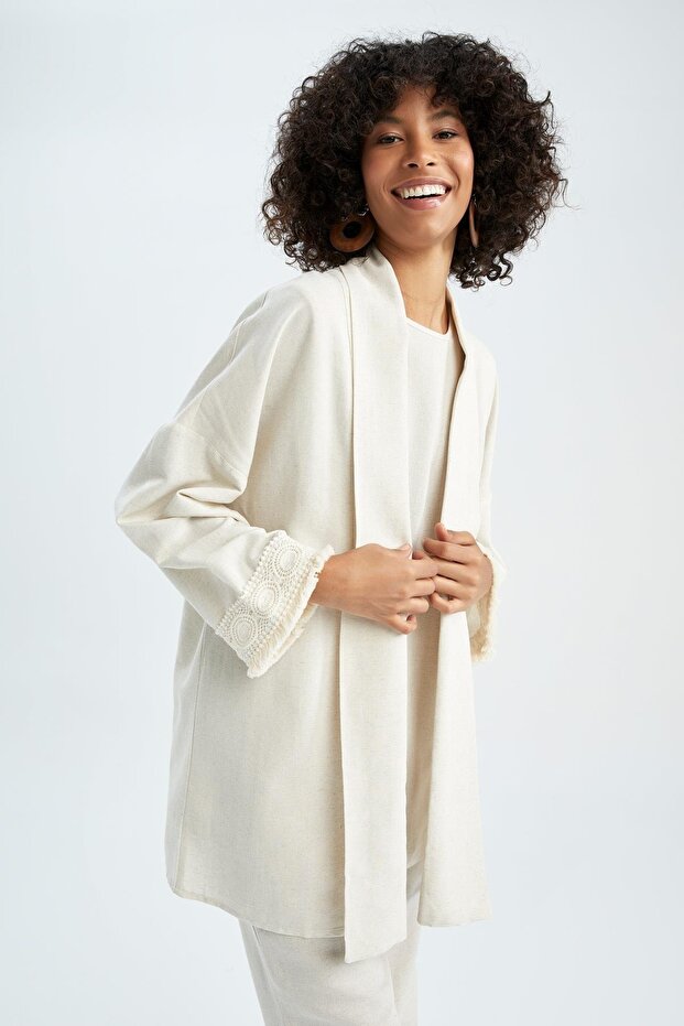 Basic Linen Blend Kimono - 3