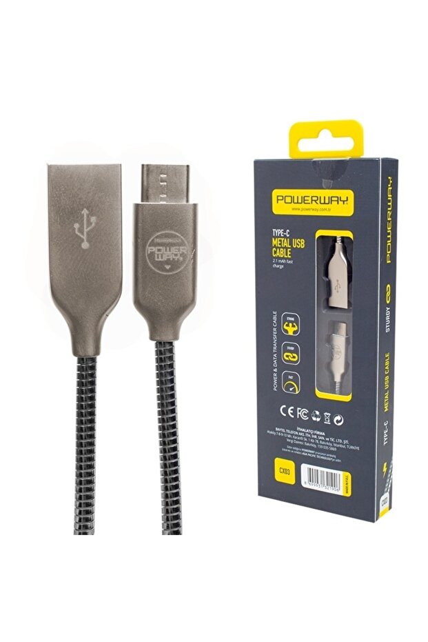 Type-c Hızlı Şarj Kablosu 1 M - Spiralli Metal Cx03 - 2