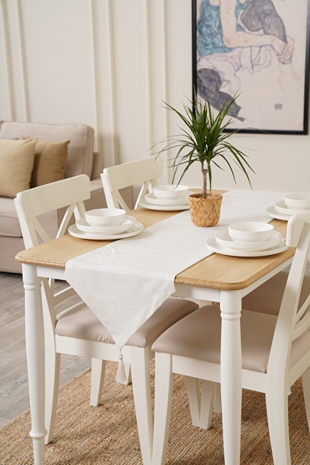 35cm X 300cm White Runner, Decorative Runner, Patterned Runner - 3