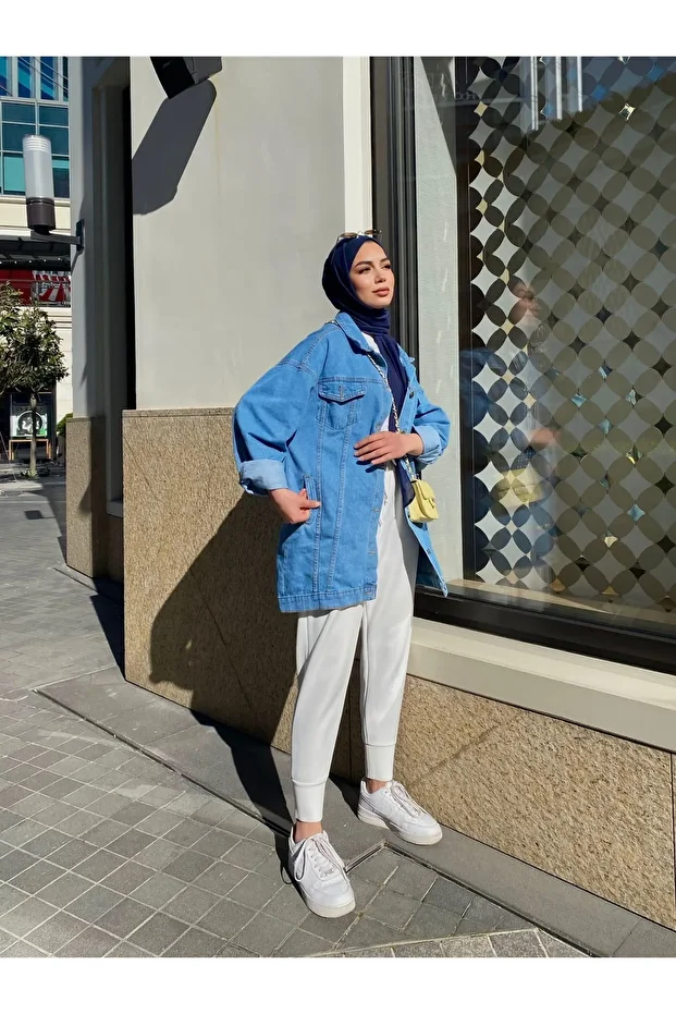 Kadın Oversize Kot Ceket - 5