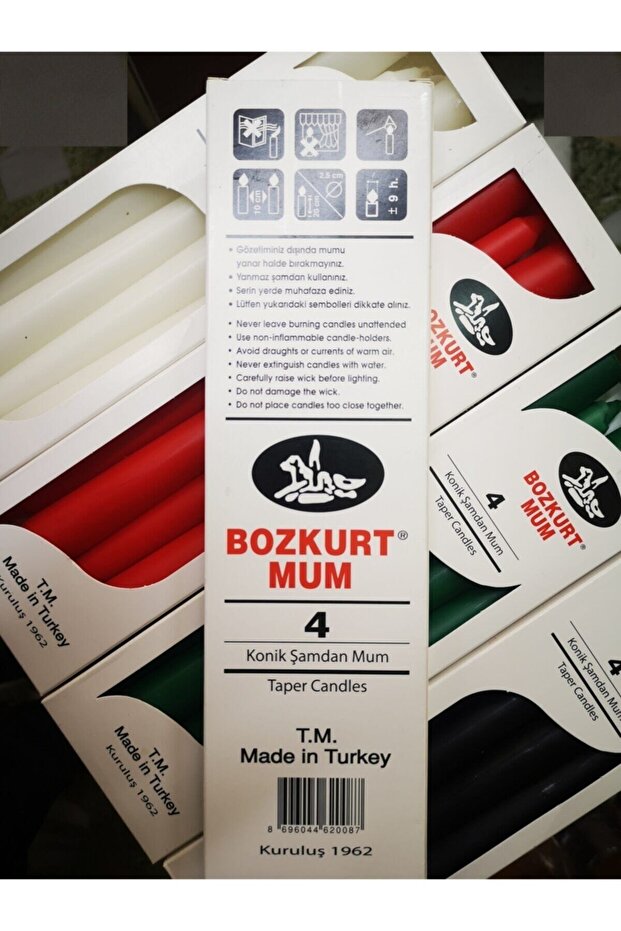 4 Adet Konik Şamdan Mum - 2