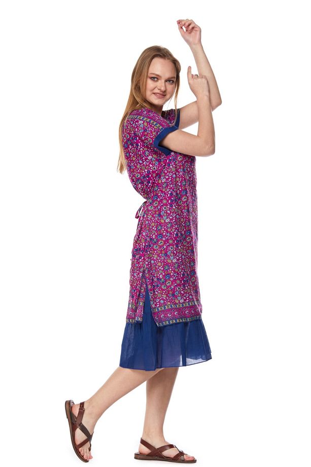 Şile Bezi Çiçek Desenli Pembe Midi Elbise-6104 - 2
