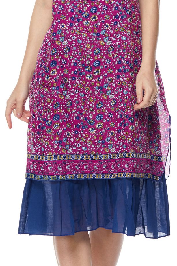 Şile Bezi Çiçek Desenli Pembe Midi Elbise-6104 - 6