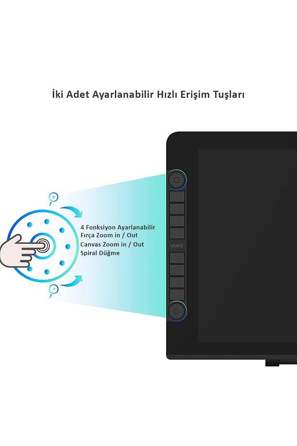 Vk2200pro 21.5" Ips Fullhd Tam Lamine Ekran, 8 Kısayol,2 Scroll Tuşlu Sağ/sol El Grafik Tablet - 6