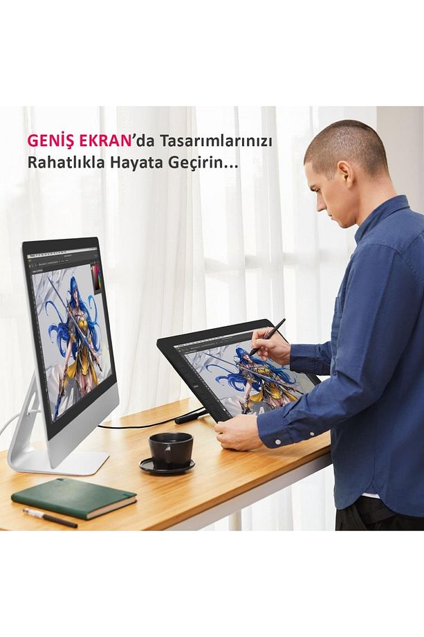 Vk2200pro 21.5" Ips Fullhd Tam Lamine Ekran, 8 Kısayol,2 Scroll Tuşlu Sağ/sol El Grafik Tablet - 7