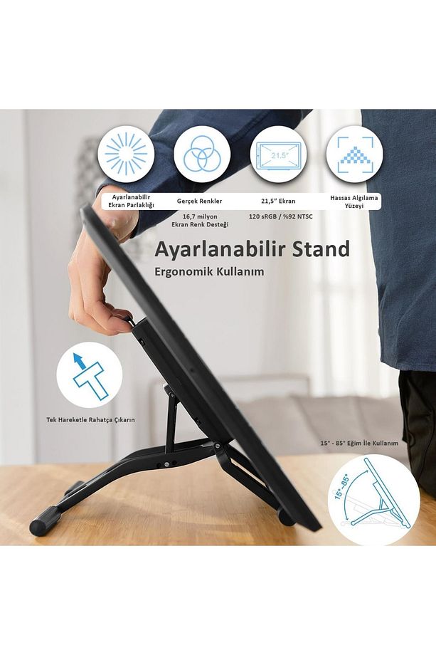 Vk2200pro 21.5" Ips Fullhd Tam Lamine Ekran, 8 Kısayol,2 Scroll Tuşlu Sağ/sol El Grafik Tablet - 8