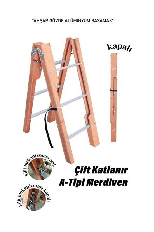 Merdiven Çift Katlanır 5 Basamaklı Merdiven Ev Tipi Merdiven - 1