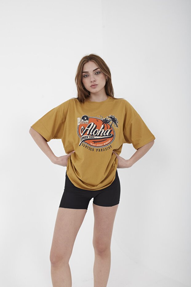 Unisex Oversize Aloha Printed Casual Cut T-shirt