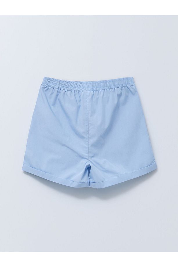 Beli Lastikli Basic Poplin Kız Çocuk Şort - 2