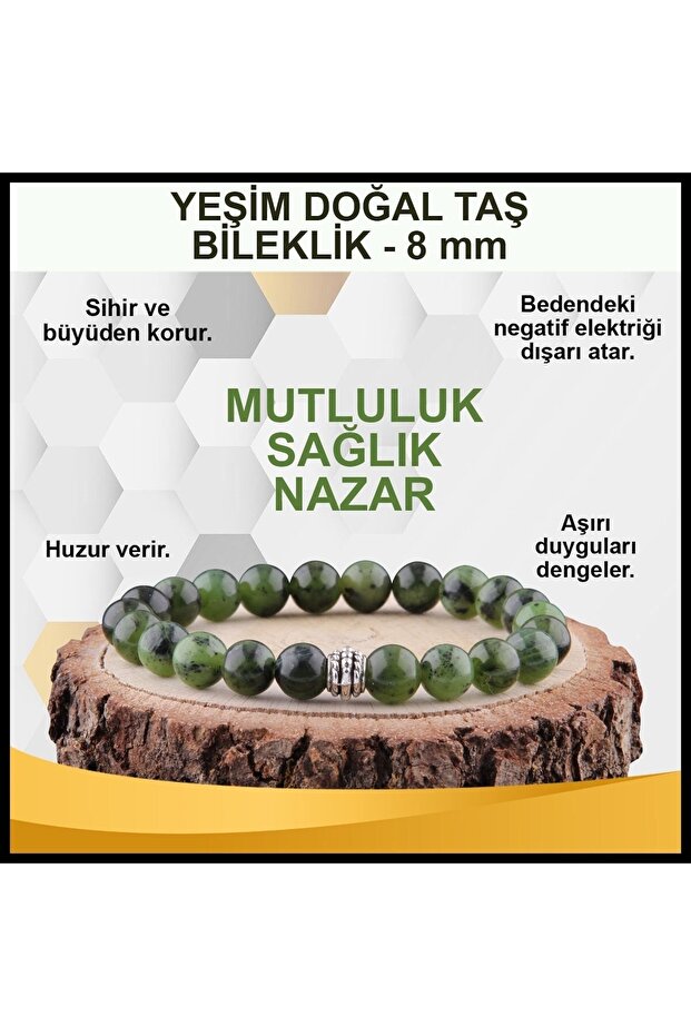 Jade Natural Stone Bracelet 8 Mm - B285
