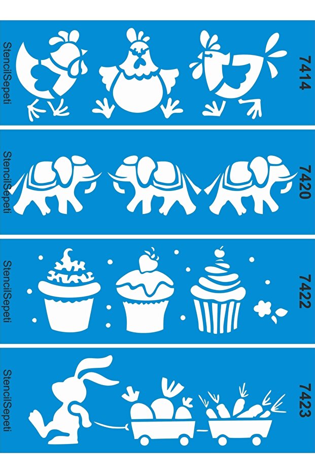 4-Piece Kids Edge Set - Stencil Painting Template 10x30cm