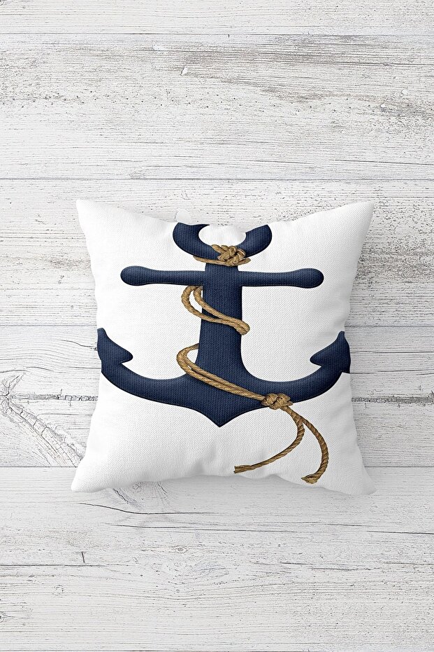 غطاء وسادة بسحاب مخفي مطبوع من جانب واحد من Sailor Anchor غطاء وسادة للأريكة