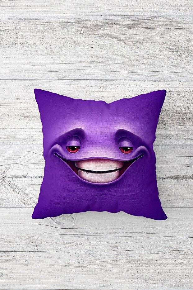 غطاء وسادة مقعد Emoji مريح باللون الأحمر مع سحاب مخفي وطباعة على الجانبين