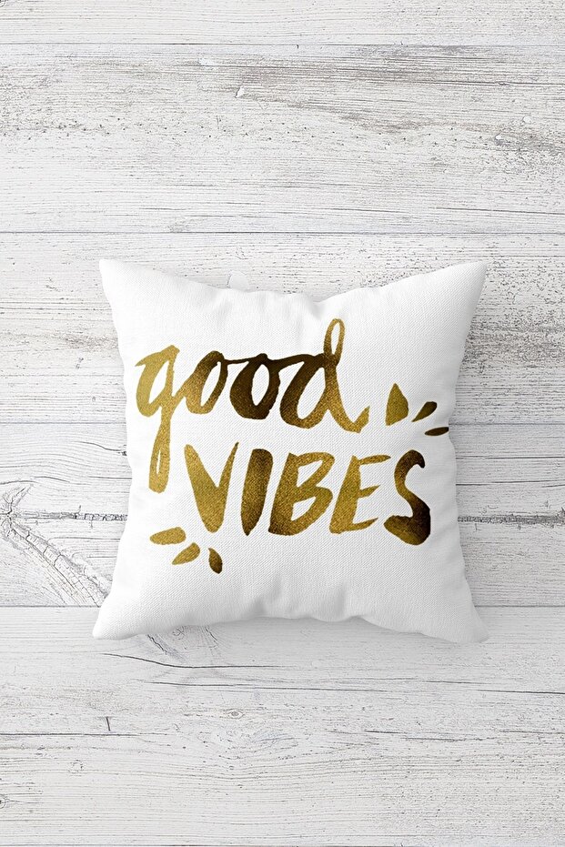 غطاء وسادة بسحّاب مخفي مطبوع من جانب واحد من Good Vibes، غطاء وسادة للأريكة