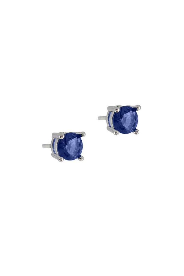 5mm Lacivert Tek Taş Küpe - 1