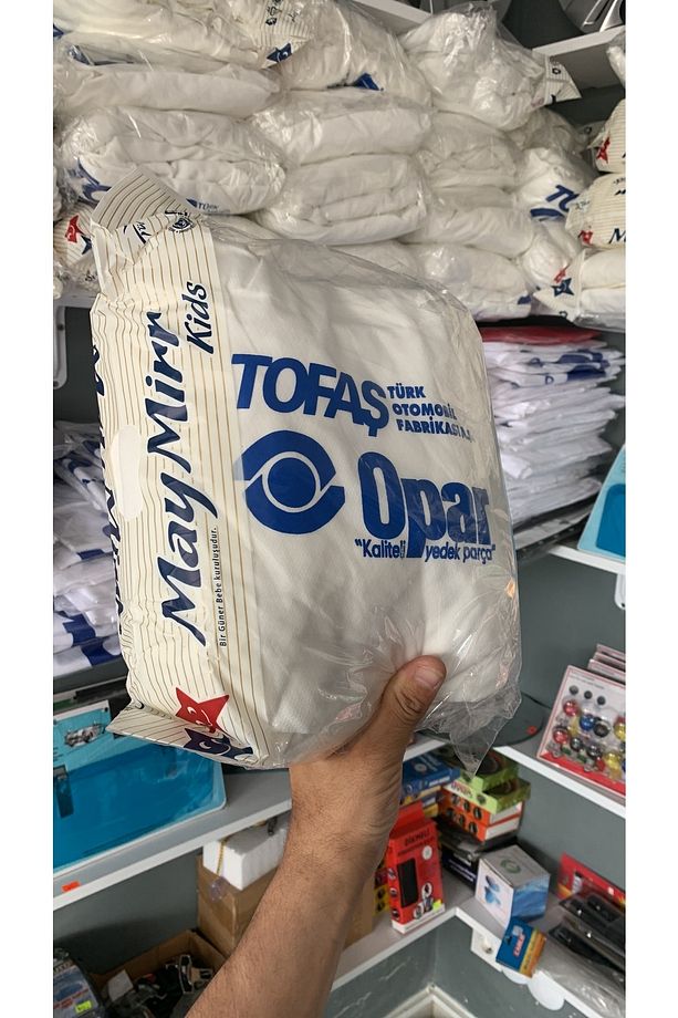 Beyaz Tofaş Opar Servis Kılıfı - Bbs Torpido Havlusu - Sarı Elçek Tutamaç - Gümrük Pulu - 5