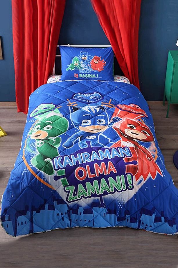 Lisanslı Tek Kişilik Yorgan Seti Pjmasks - Yastık Hediyeli - 1