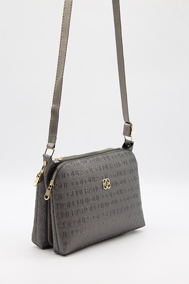 Patterned Three Compartment Adjustable Shoulder Bag - 1