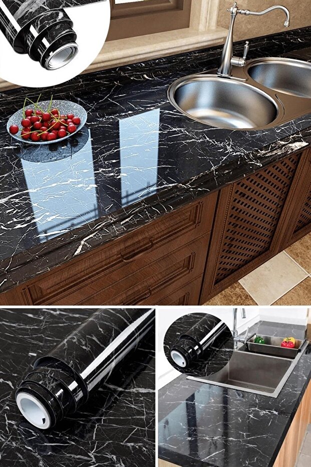 Black Adhesive Coating Paper with Marble Pattern 1 Meter