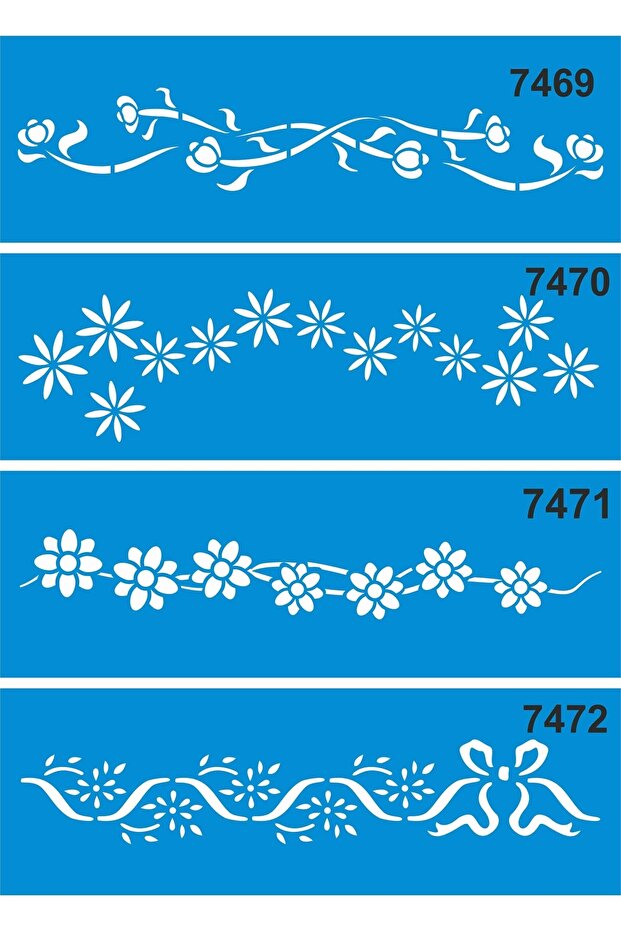 مجموعة حواف زهرية مكونة من 4 قطع - قالب رسم استنسل 10 × 30 سم
