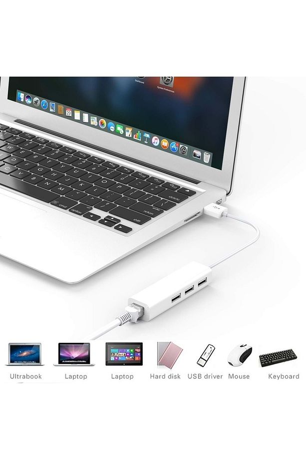 Usb To Rj45 Ethernet + Usb 3 Port Hub Çoklayıcı - 6
