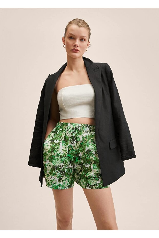 Çiçek Baskılı Şort - 5
