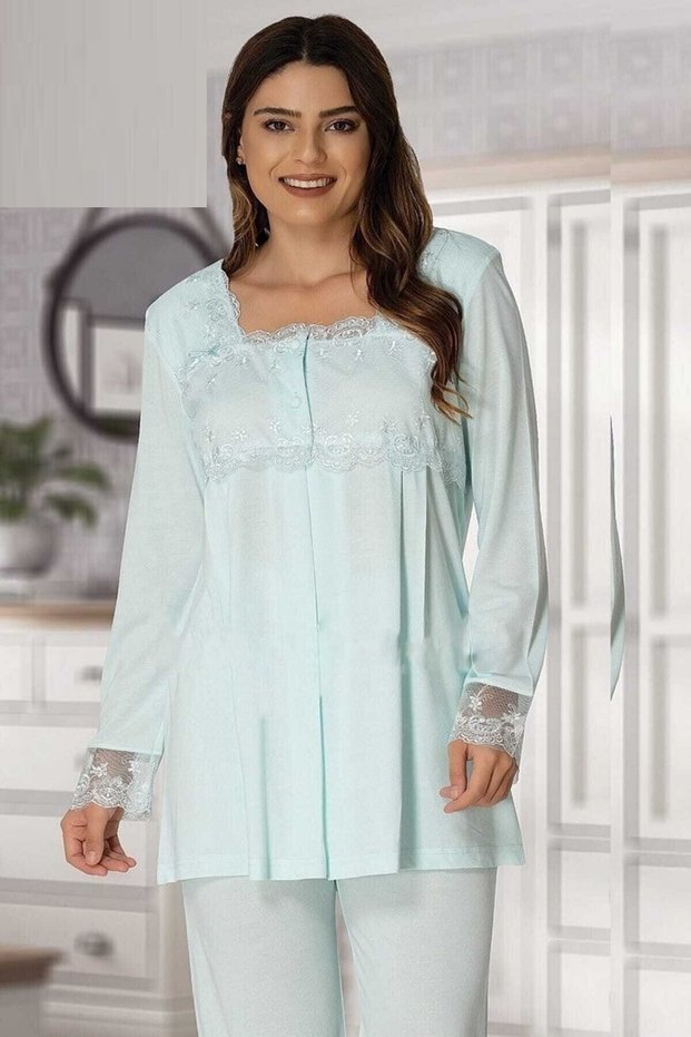 Effortt Women's Blue Maternity Pajama Set
