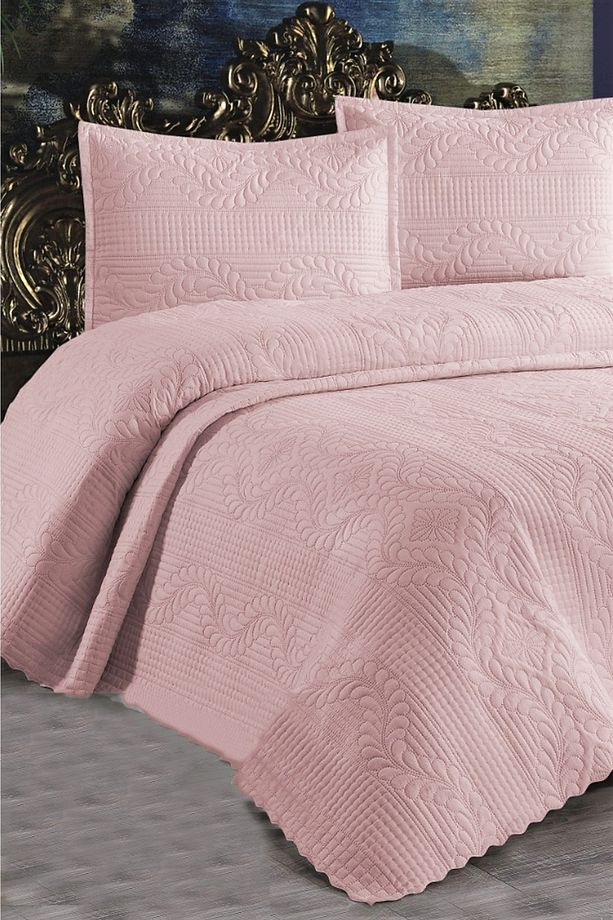 Mikrofiber Çift Kişilik Yatak Örtüsü - Pembe - 1