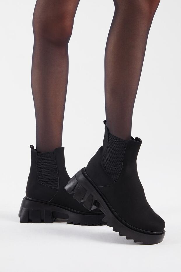 Női fekete velúr elasztikus kényelmes penészcsizma - 4