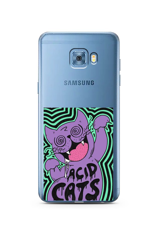 Super Transparent Phone Case for Samsung C5 Pro with Cracked Cat Design