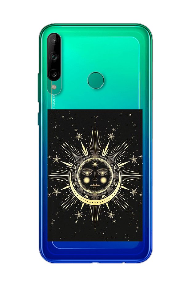 حافظة هاتف هواوي P40 Lite E فائقة الشفافية بتصميم Sun Moon
