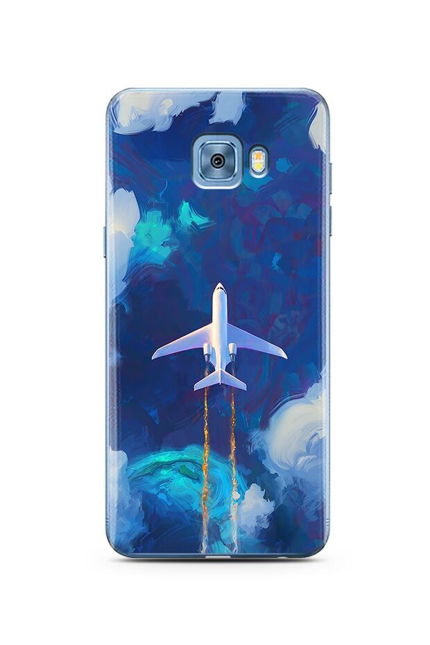Super Transparent Phone Case for Samsung C5 Pro with Sky and Airplane Design
