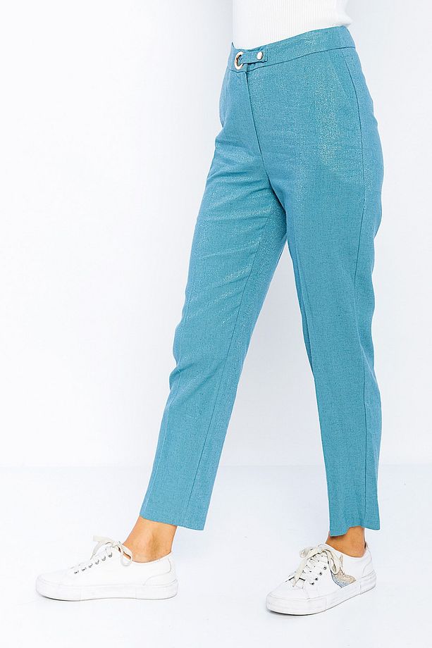 Simli Keten Yazlık Normal Paça Pantolon - 4