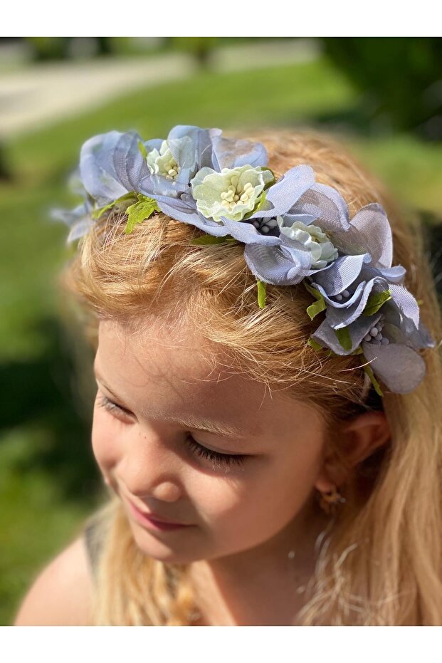 Large Artificial Silk Buded Floral Women's Crown Satin Crown Engagement Henna Silver Gray