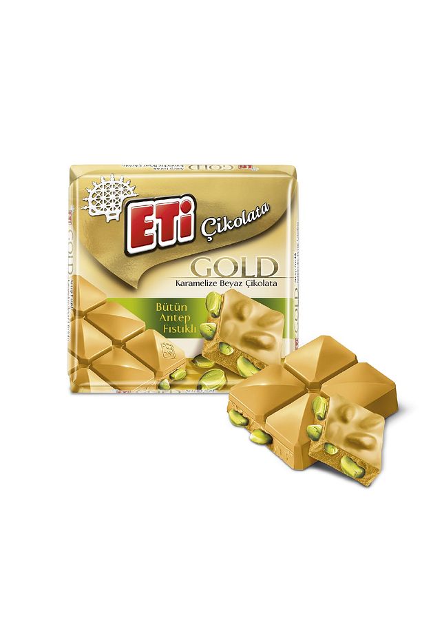 Gold Antep Fıstıklı Karamelize Beyaz Çikolata 60 g x 10 Adet - 3