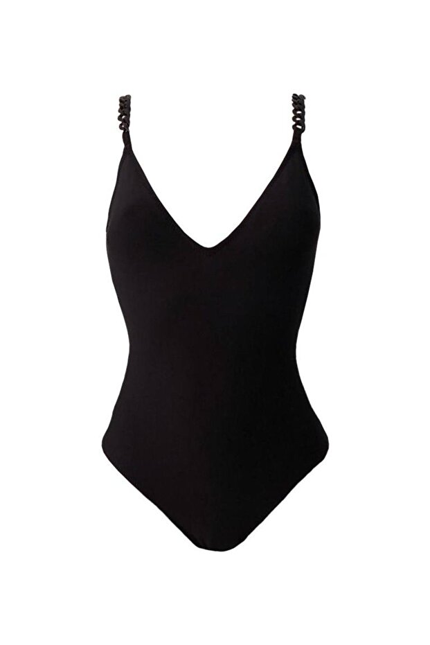 Bella Deep V Swimsuit Black - 1