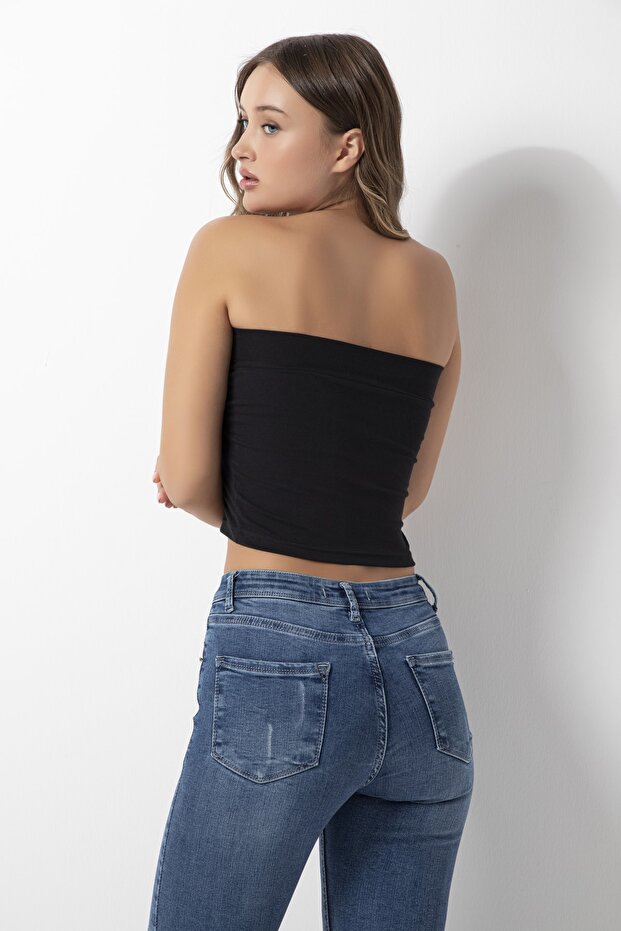 3373 Straples Crop Siyah - 3