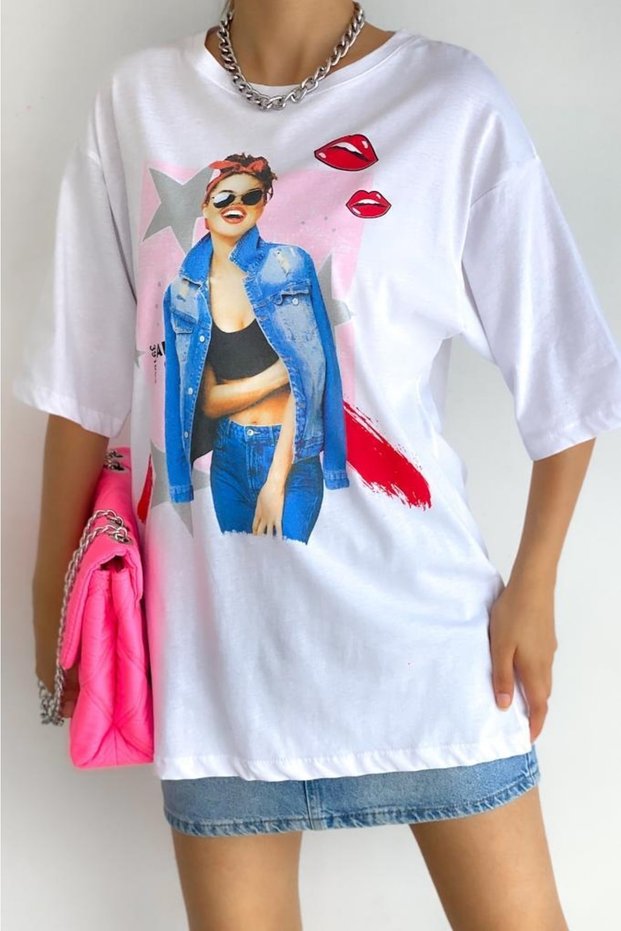 Women's Crew Neck Printed New Season Cotton T-shirt