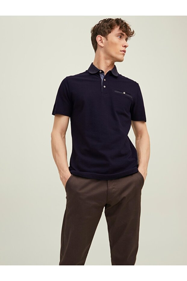 Jack Jones Blarmarco Ss Polo Men's Navy Blue T-shirt12212604-04