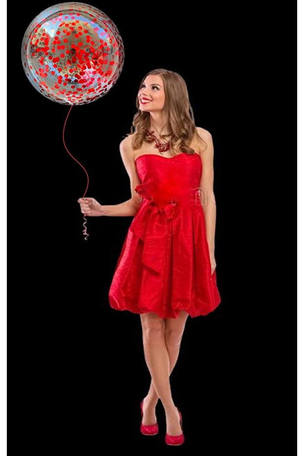 Red Sequin Transparent Glass Transparent Balloon 3 Pieces