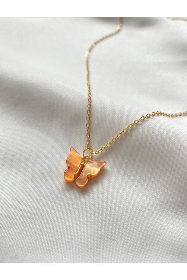 Orange Butterfly Necklace