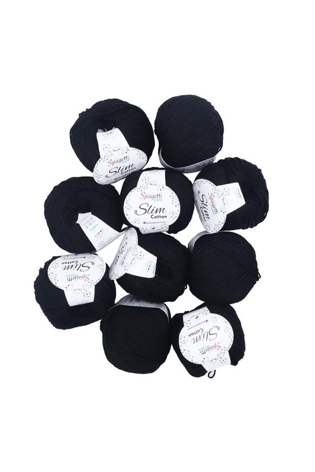Slim Cotton 10-Piece Black Hand Knitting Yarn