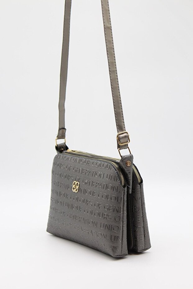 Patterned Three Compartment Adjustable Shoulder Bag - 3