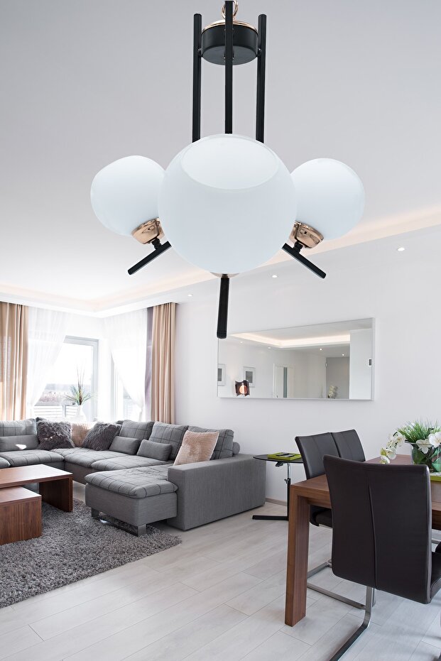 3'lü Mekik Camlı Avize - 1